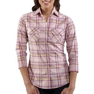 Carhartt Women's Roll Up Sleeve Light Orchid Plaid Shirt Poplin